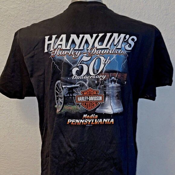 NWOT 2005 HARLEY DAVIDSON T-SHIRT Hannum's Media PA 50th Anniversary Sz XL Black - Picture 1 of 8